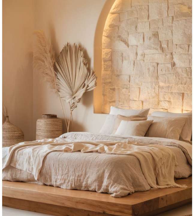 Chambre, teintes sable